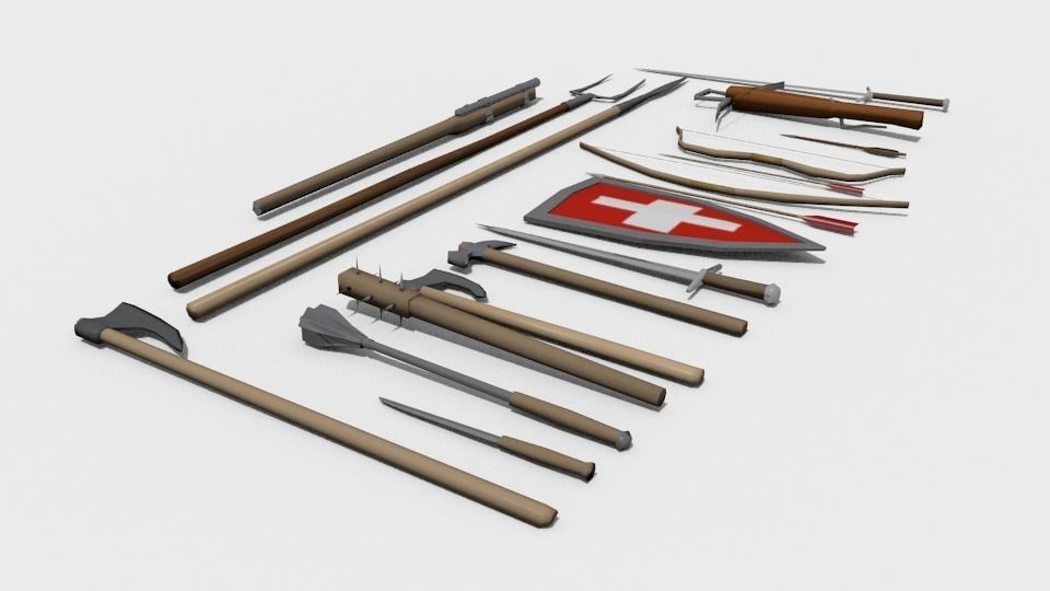 Medieval weapon pack Free low-poly 3D model_0