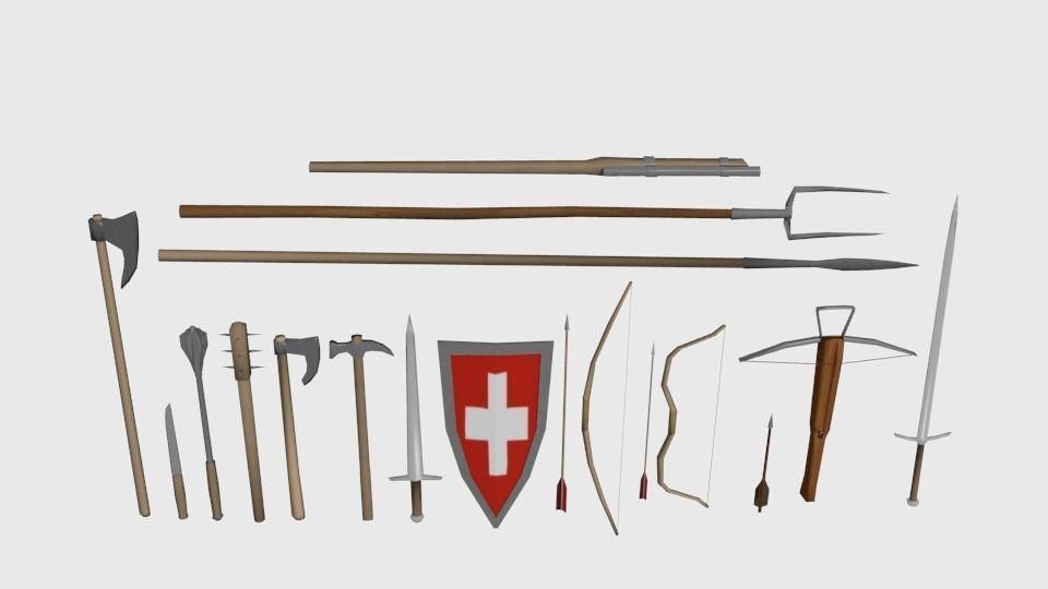 Medieval weapon pack Free low-poly 3D model_2
