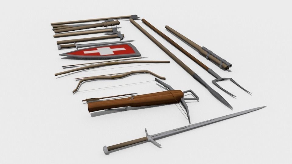 Medieval weapon pack Free low-poly 3D model_6