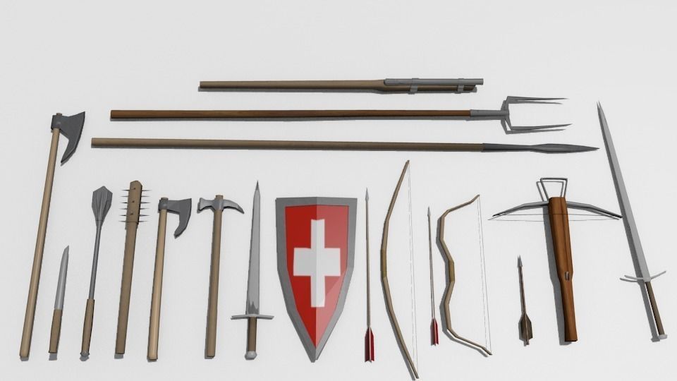 Medieval weapon pack Free low-poly 3D model_5