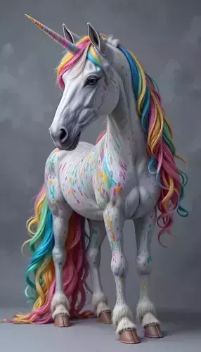 Rainbow Splash Unicorn Fantasy Creature with Vibrant Artistry Low-poly 3D model