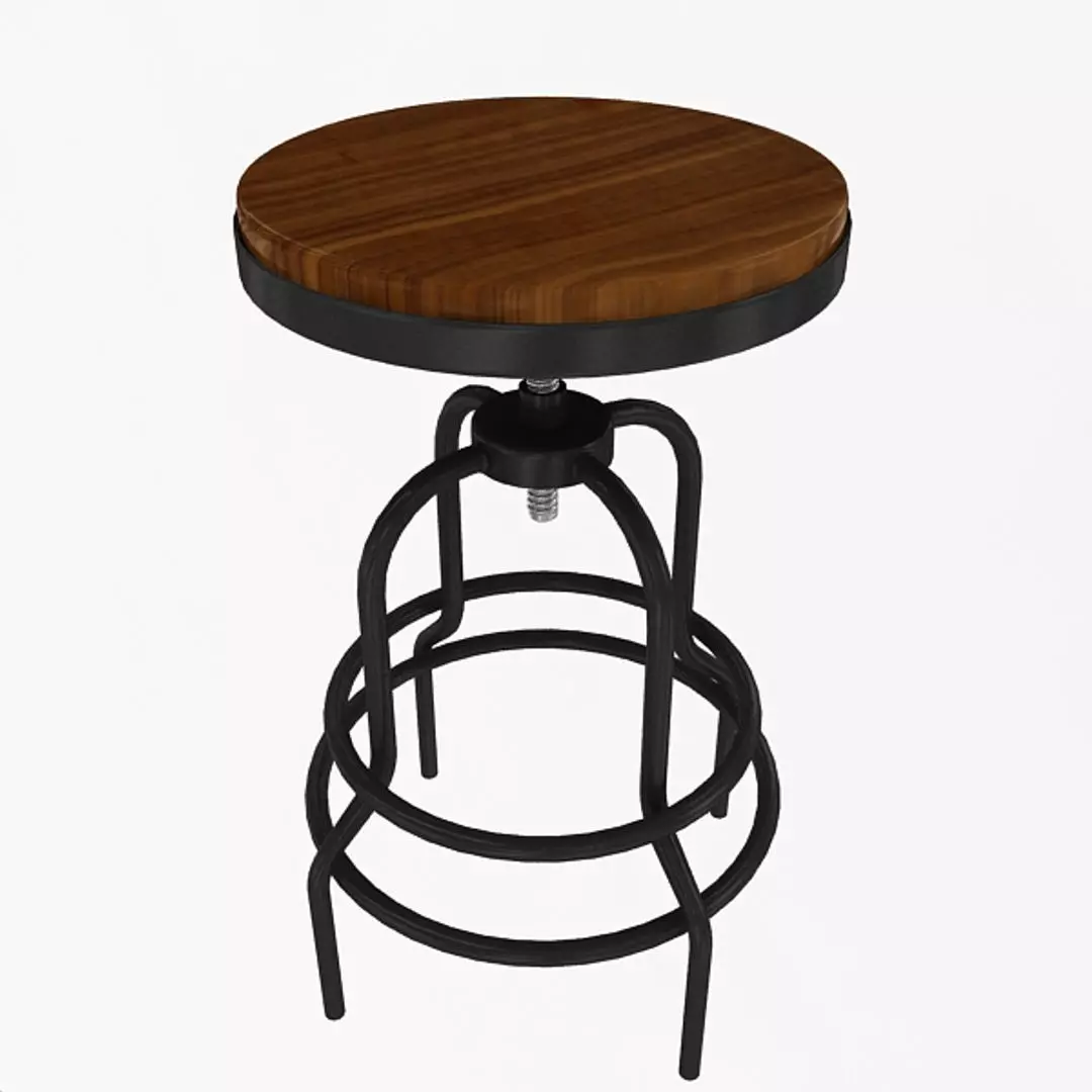 Industrial Mansard Stool Low-poly 3D model_1