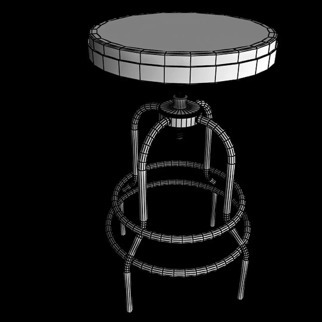 Industrial Mansard Stool Low-poly 3D model_4