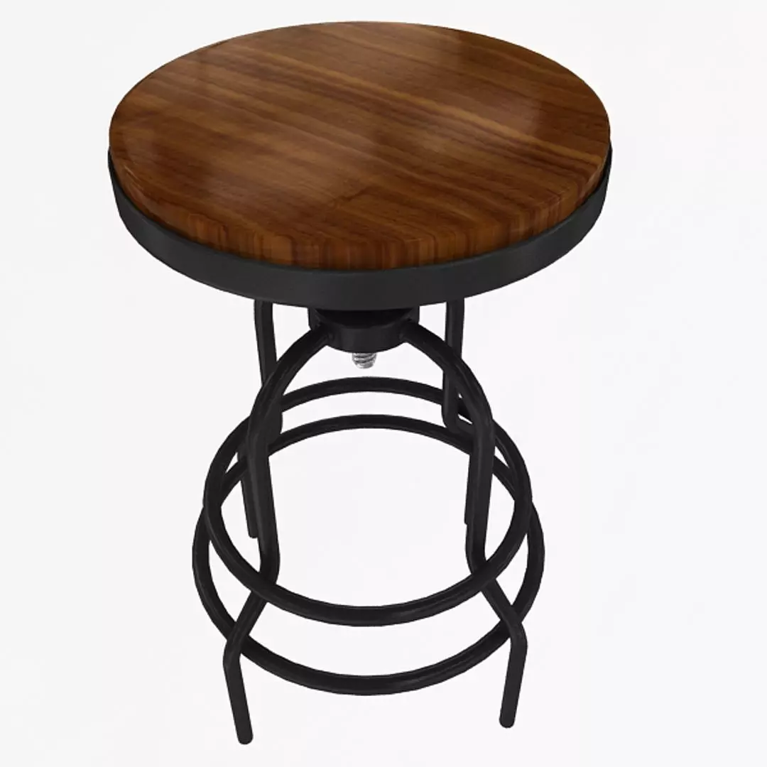 Industrial Mansard Stool Low-poly 3D model_2