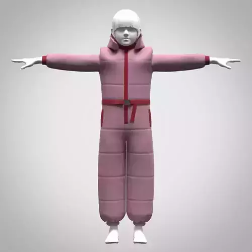 girls padded suit 3d clothing rigged model Low-poly 3D model