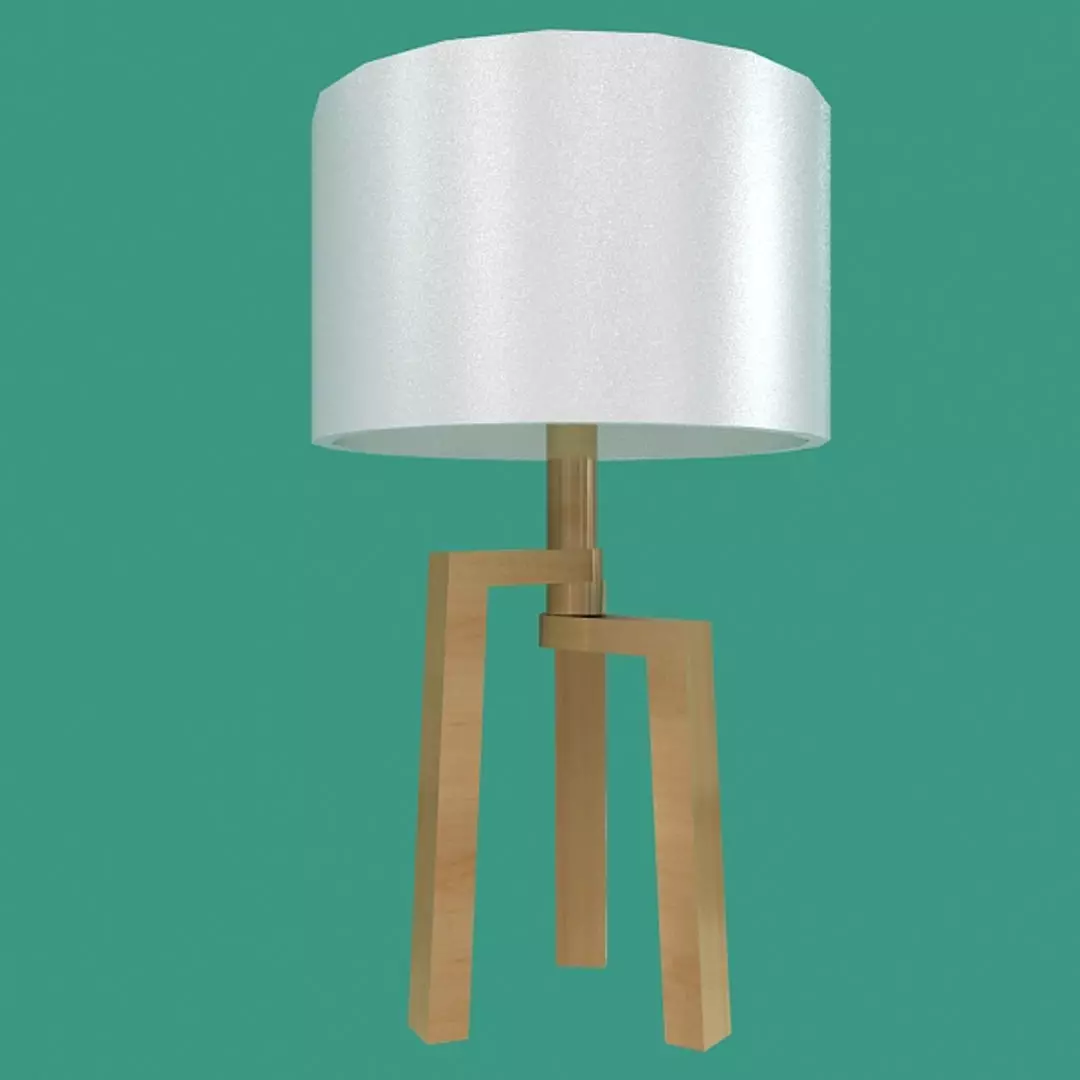 Wooden Lamp Low-poly 3D model_1