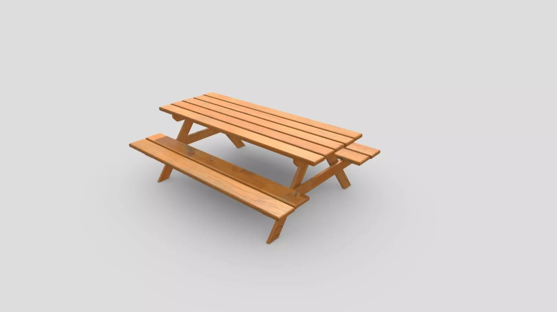 Picnic Table Yellow Wood Low-poly 3D model