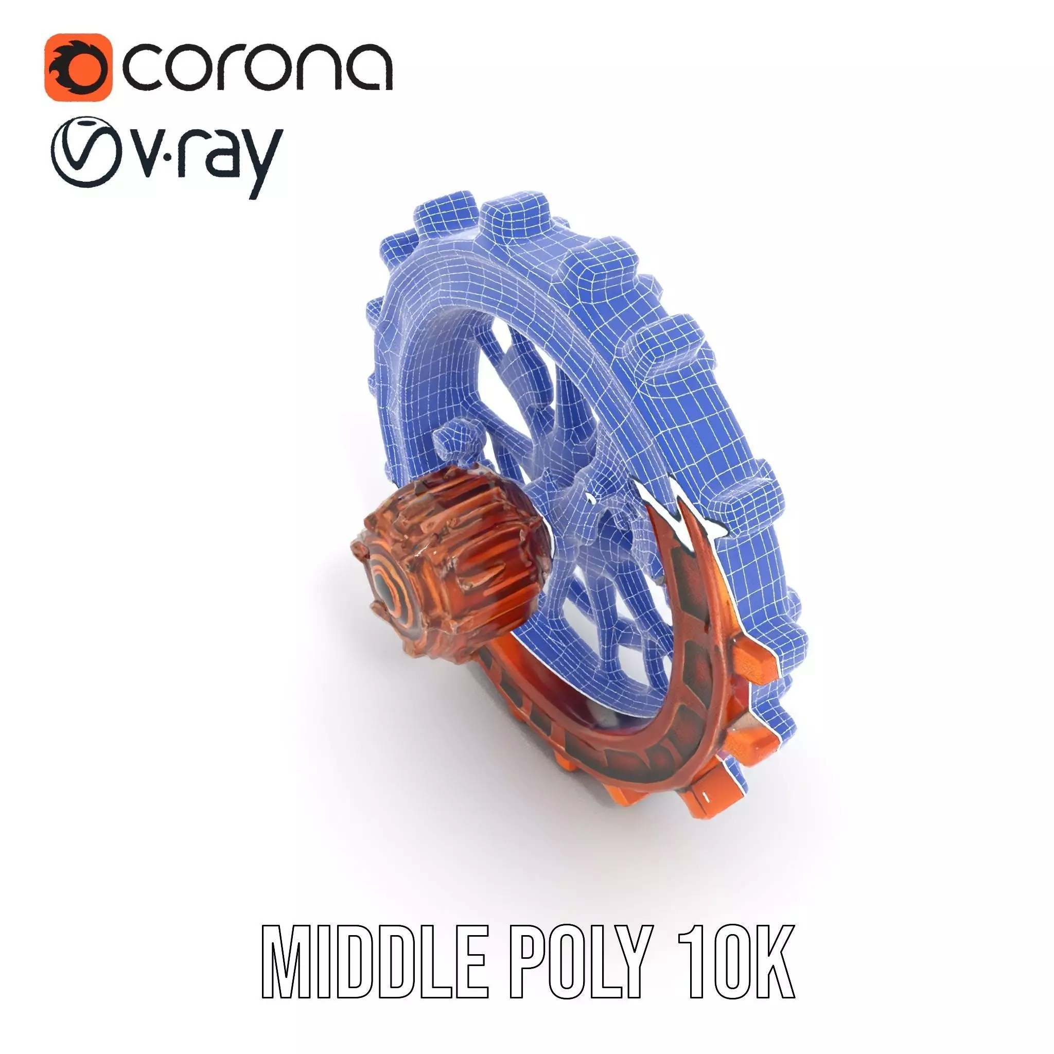 Copper Steampunk Gear model pack Low-poly 3D model_16