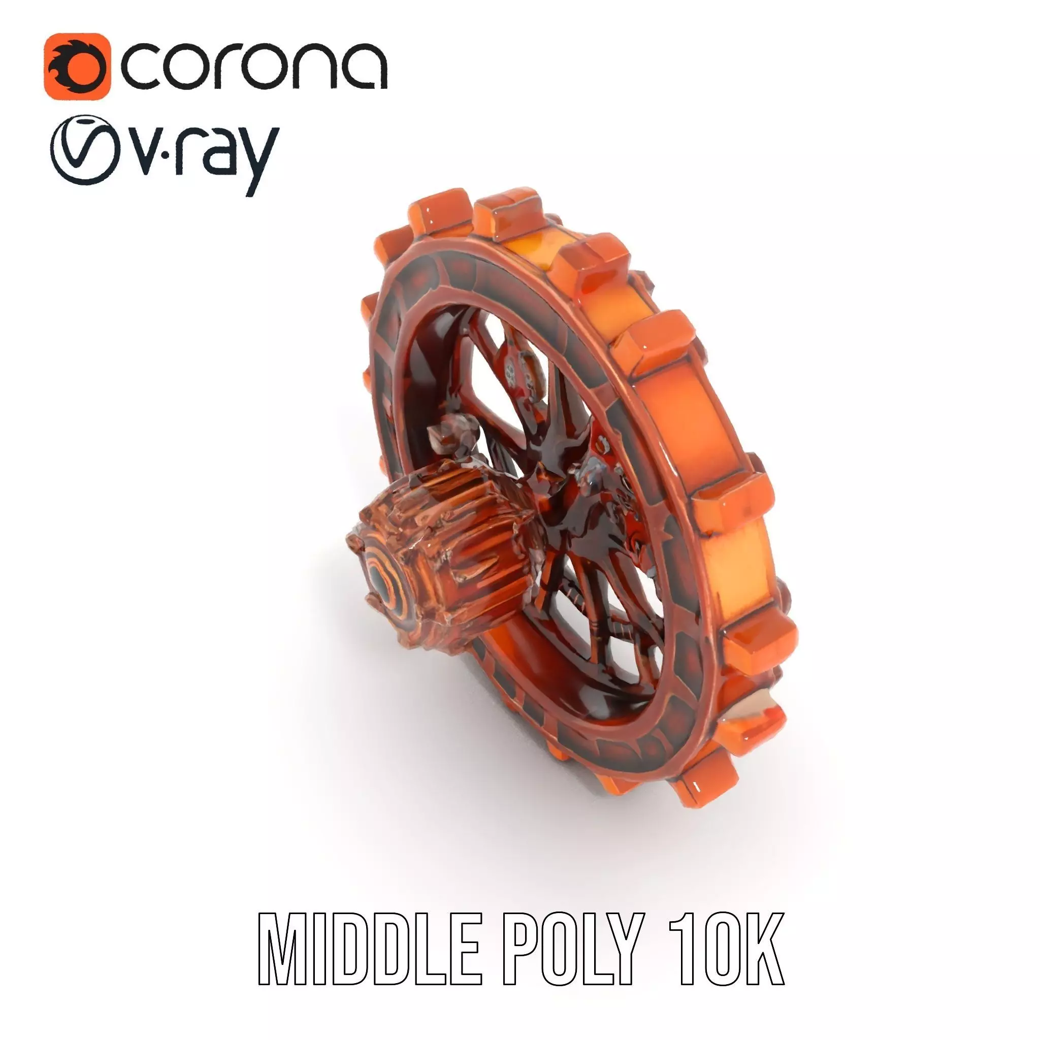 Copper Steampunk Gear model pack Low-poly 3D model_12