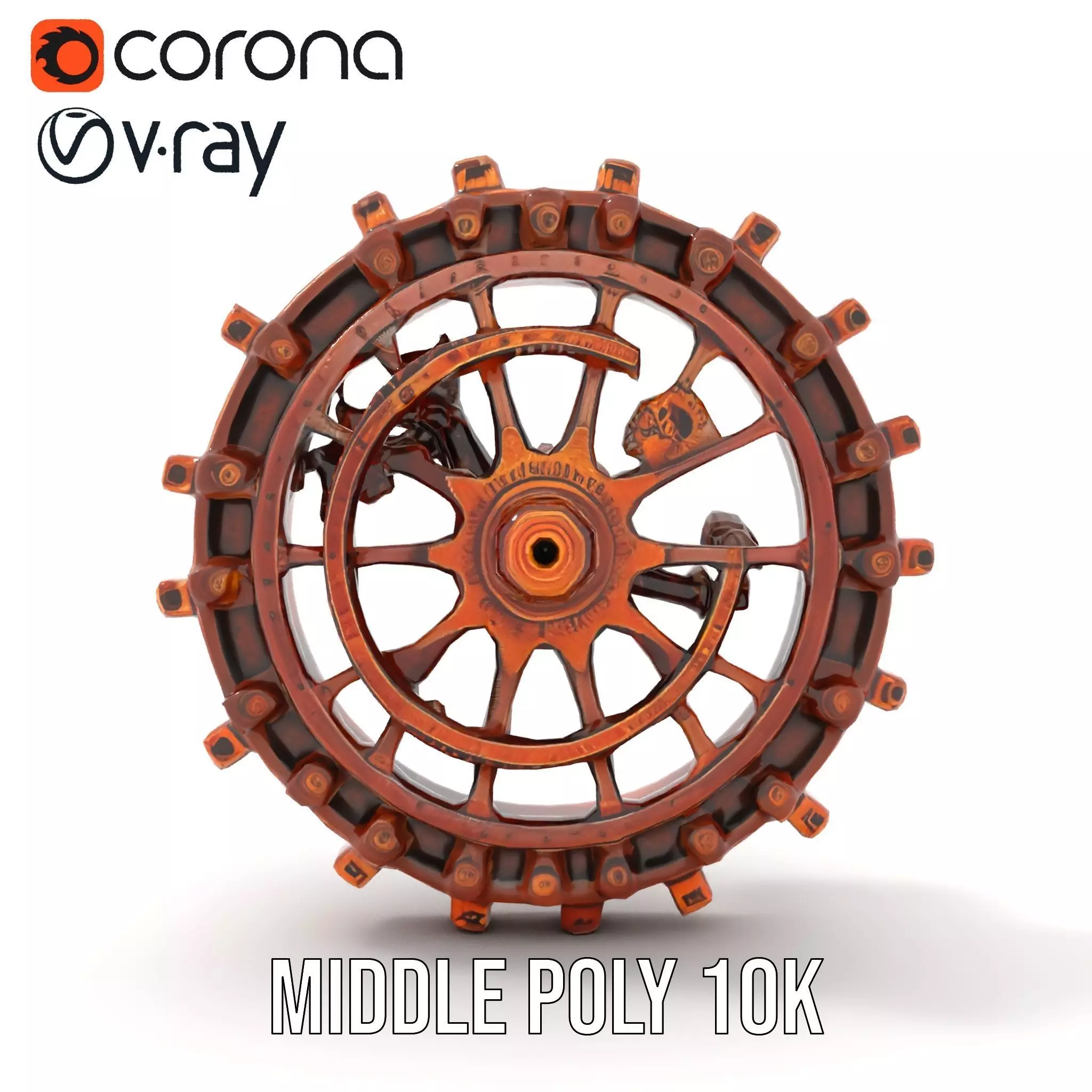 Copper Steampunk Gear model pack Low-poly 3D model_6