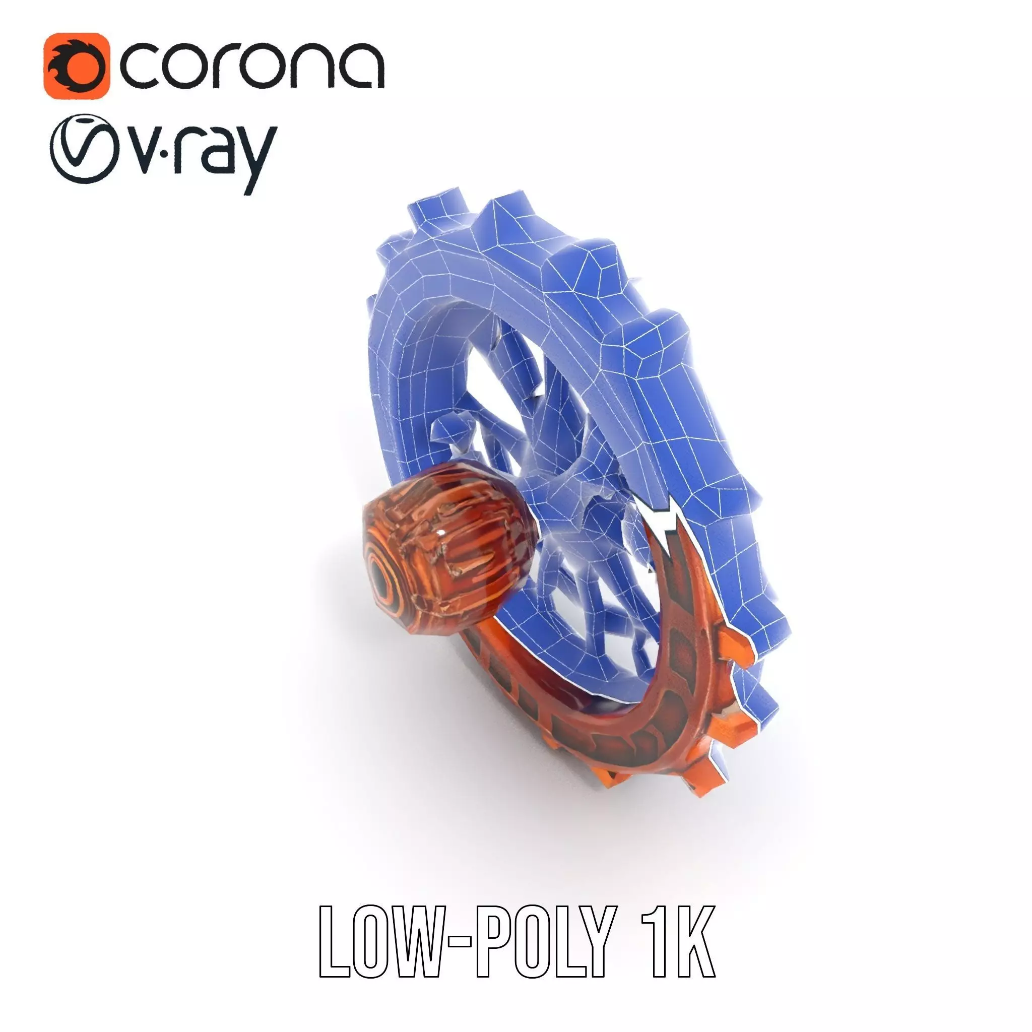 Copper Steampunk Gear model pack Low-poly 3D model_31