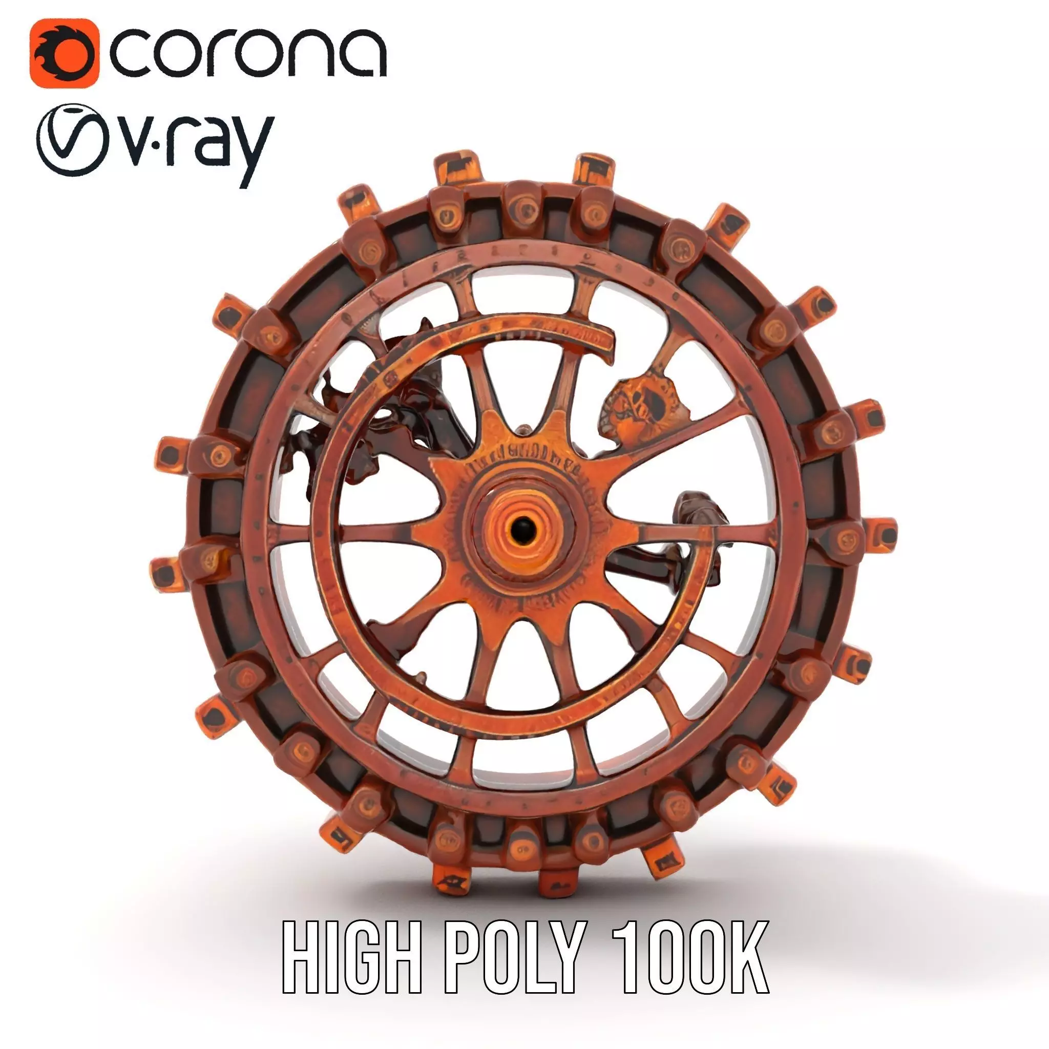 Copper Steampunk Gear model pack Low-poly 3D model_23