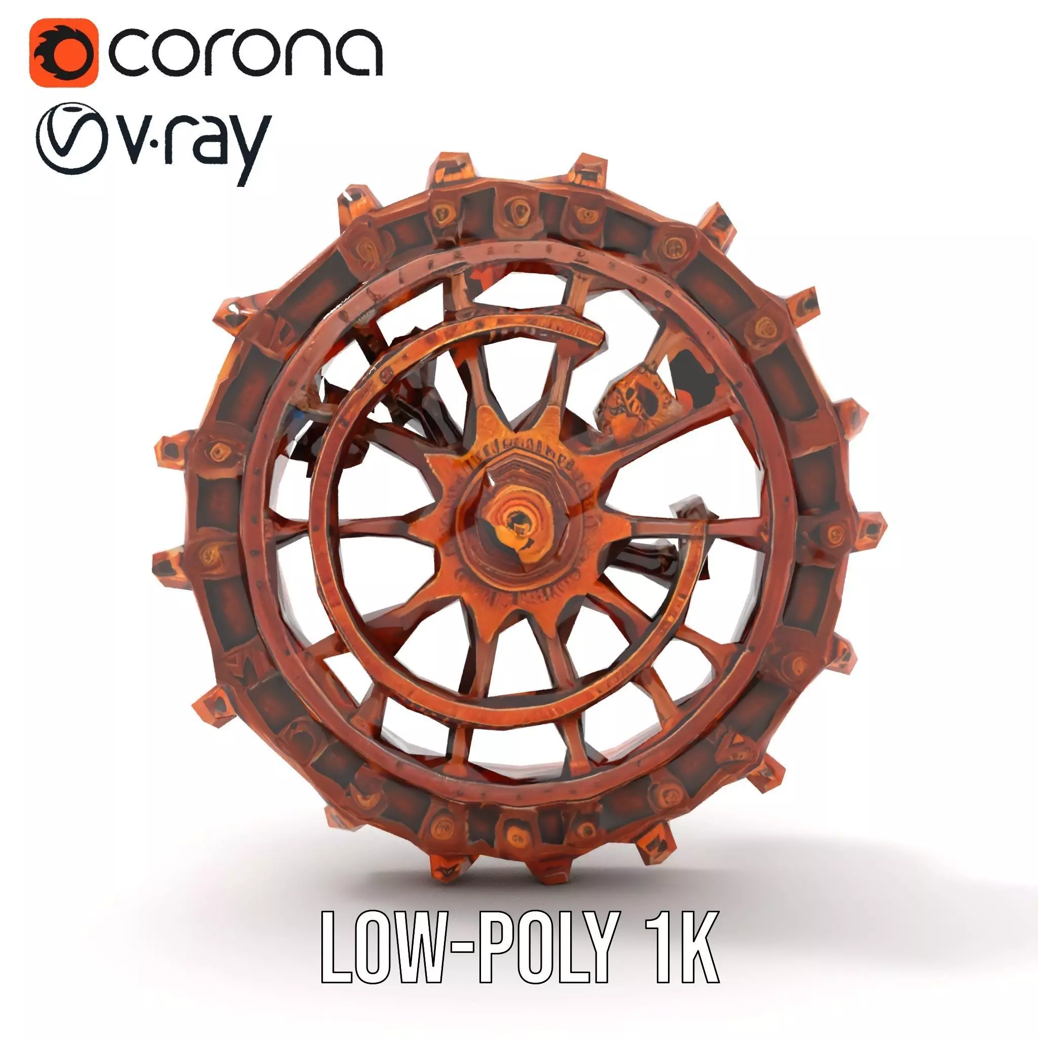 Copper Steampunk Gear model pack Low-poly 3D model_10