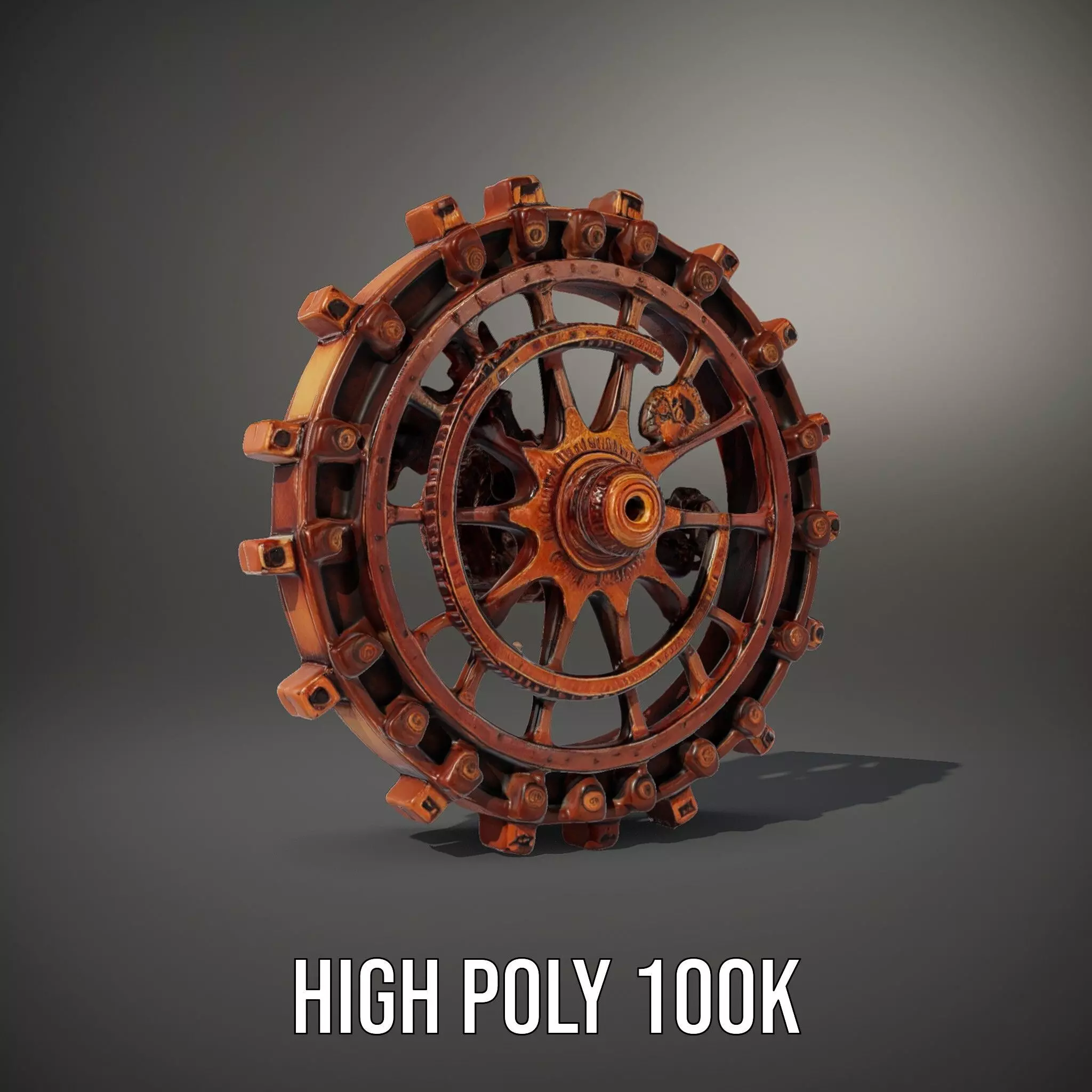 Copper Steampunk Gear model pack Low-poly 3D model_11