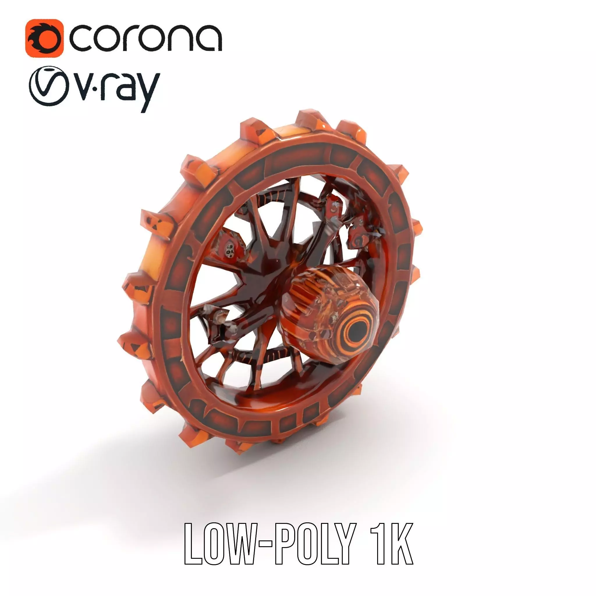 Copper Steampunk Gear model pack Low-poly 3D model_15