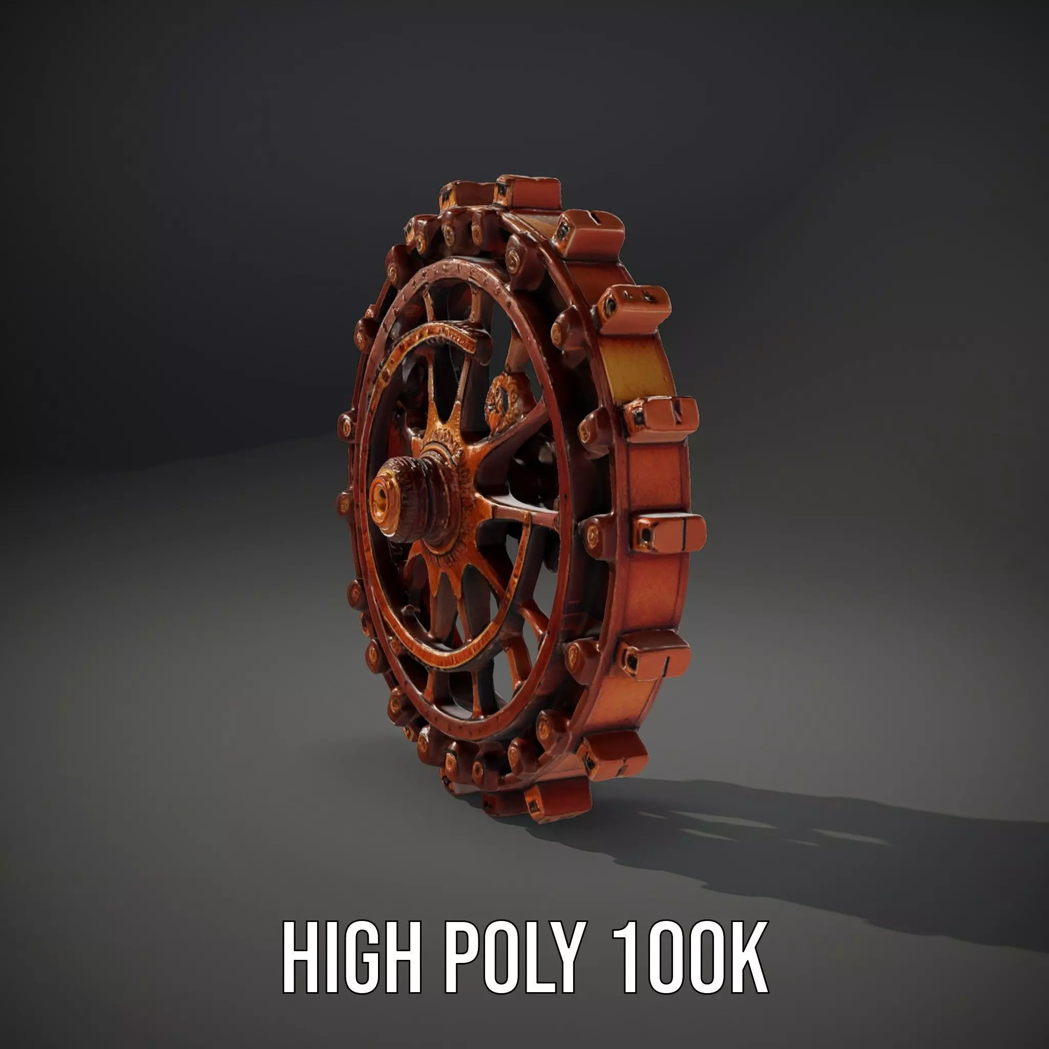 Copper Steampunk Gear model pack Low-poly 3D model_9