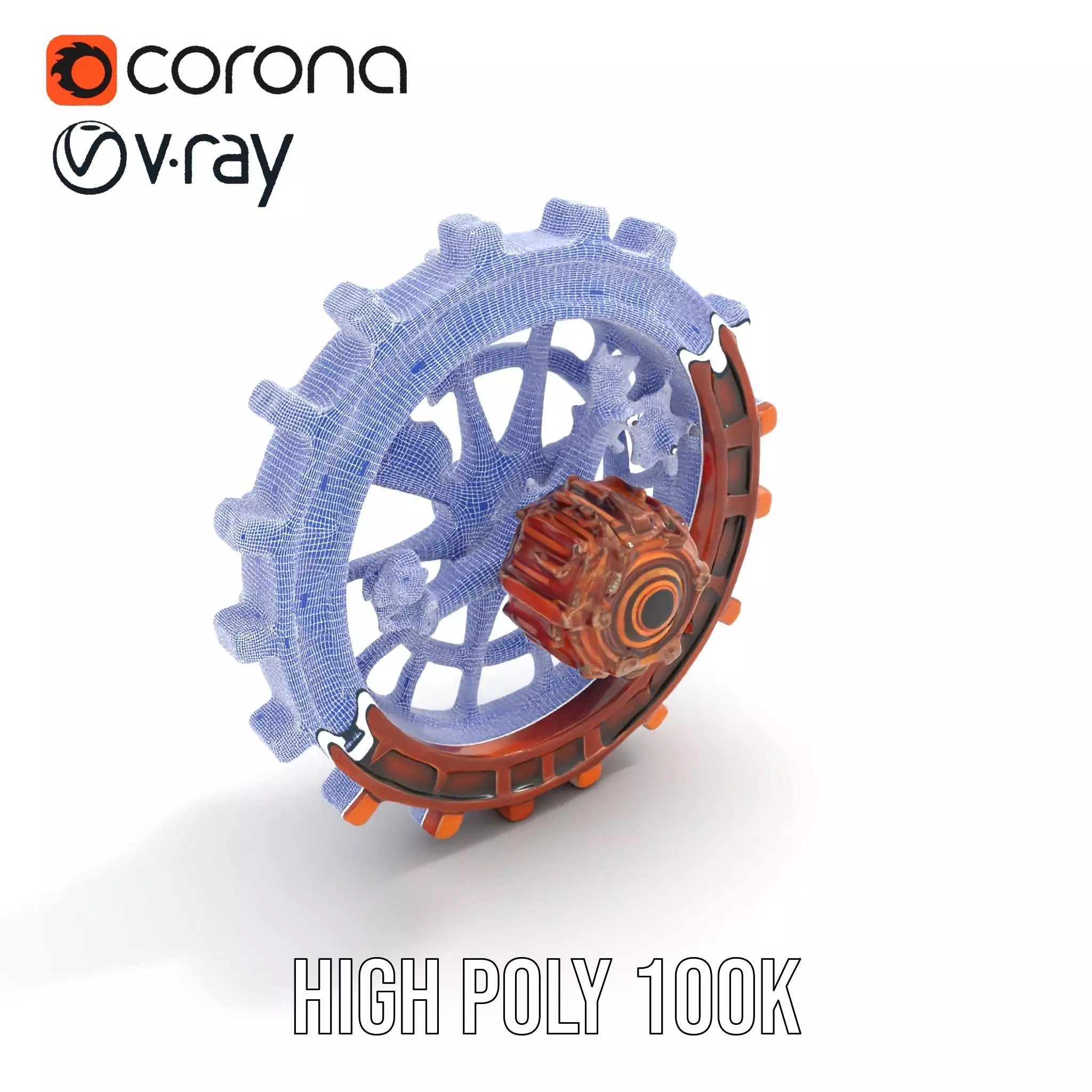 Copper Steampunk Gear model pack Low-poly 3D model_29