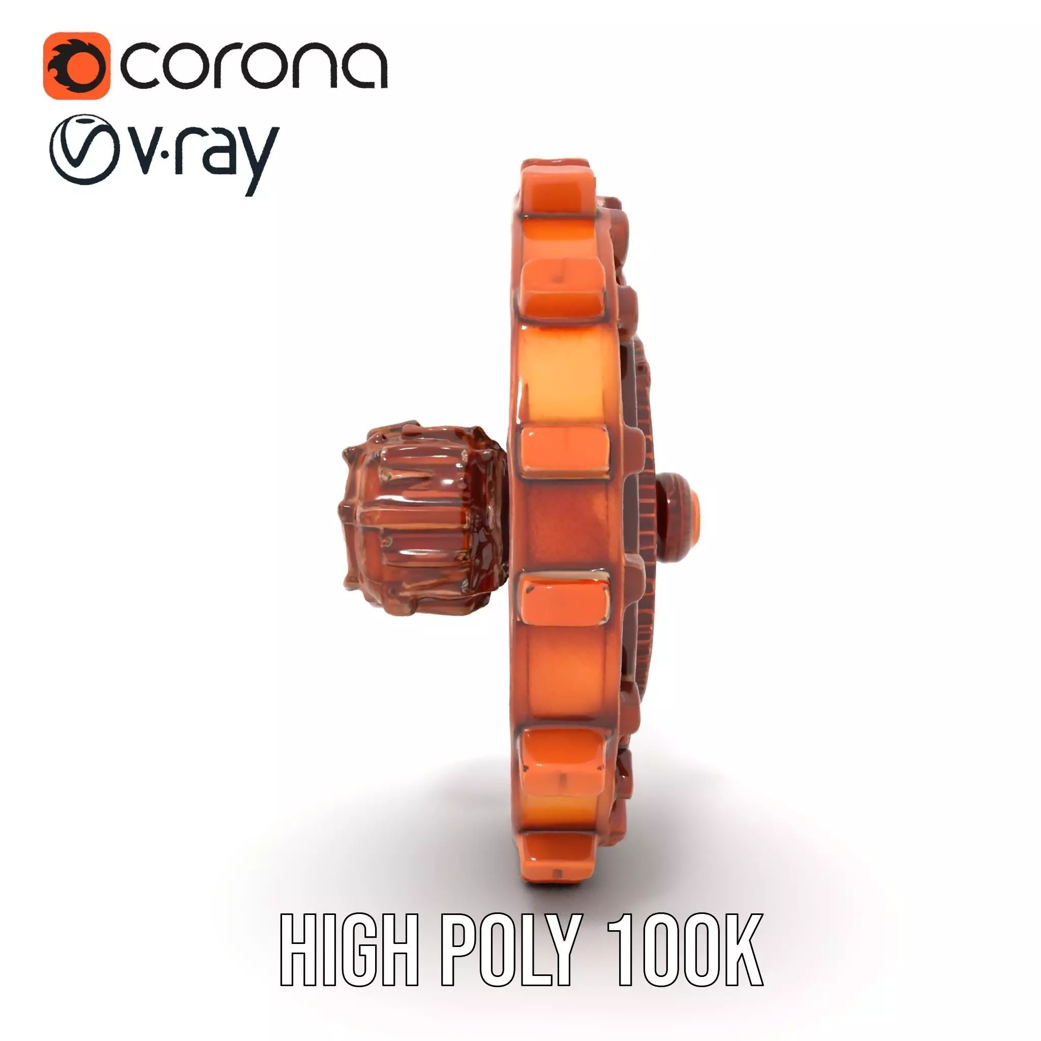 Copper Steampunk Gear model pack Low-poly 3D model_33