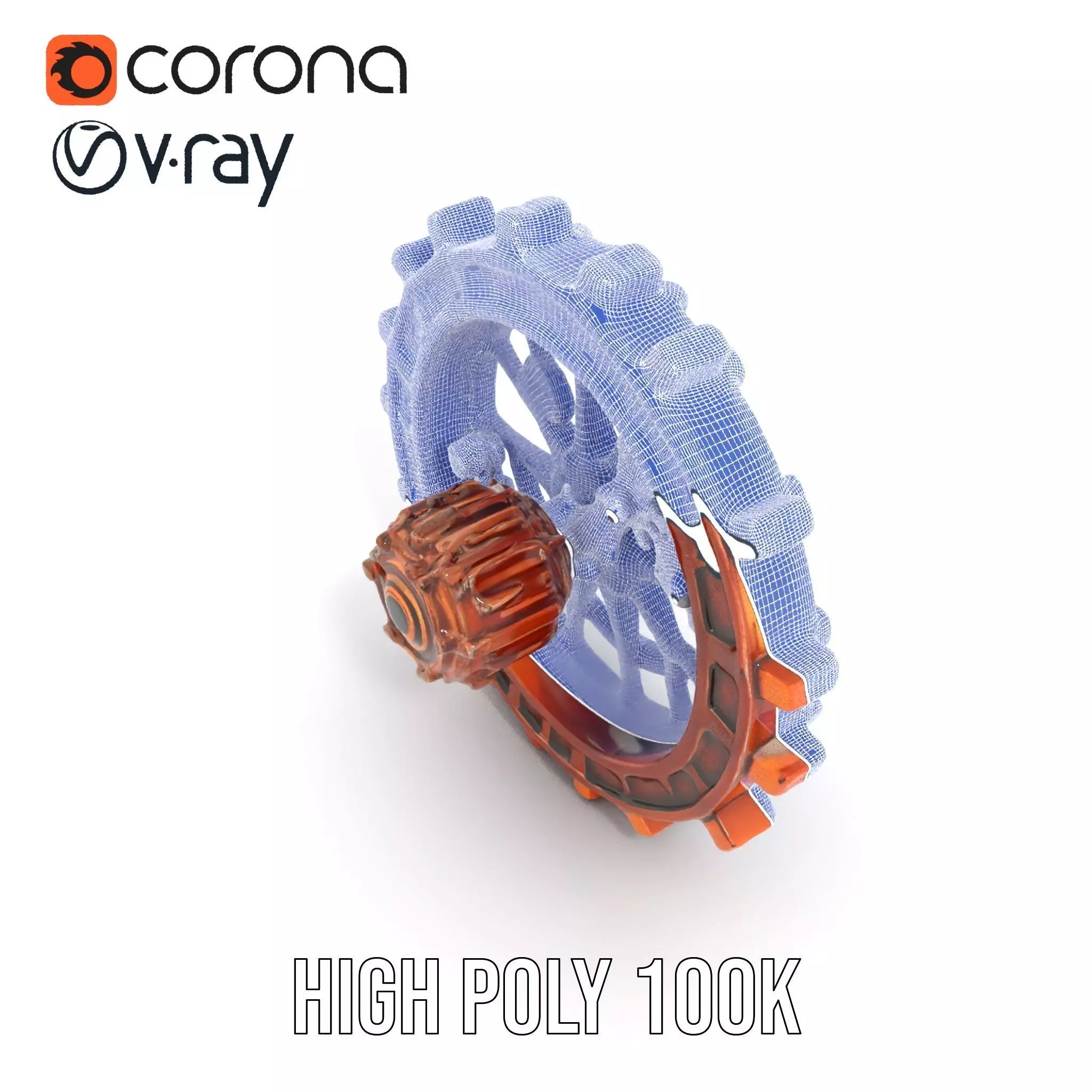 Copper Steampunk Gear model pack Low-poly 3D model_26