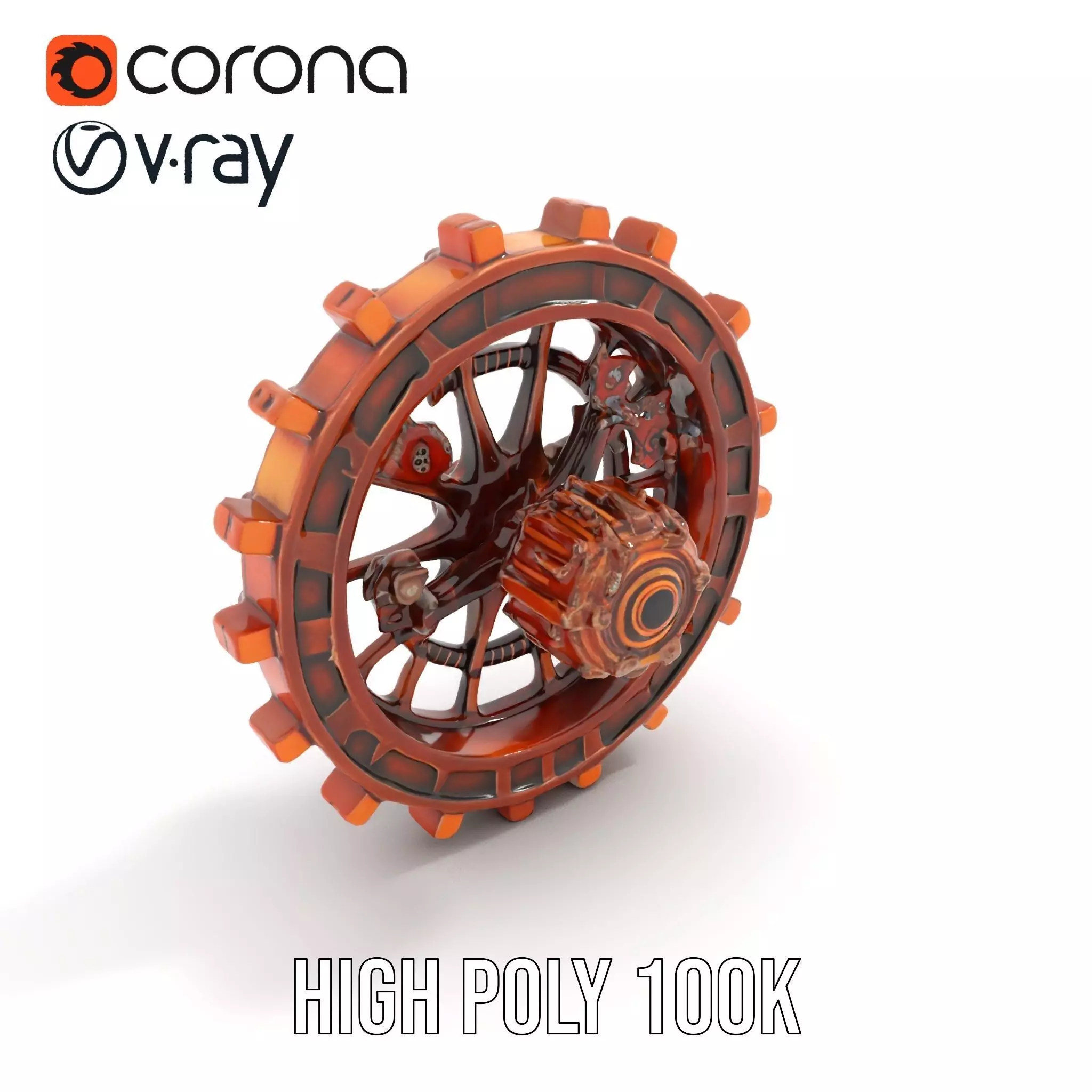 Copper Steampunk Gear model pack Low-poly 3D model_20