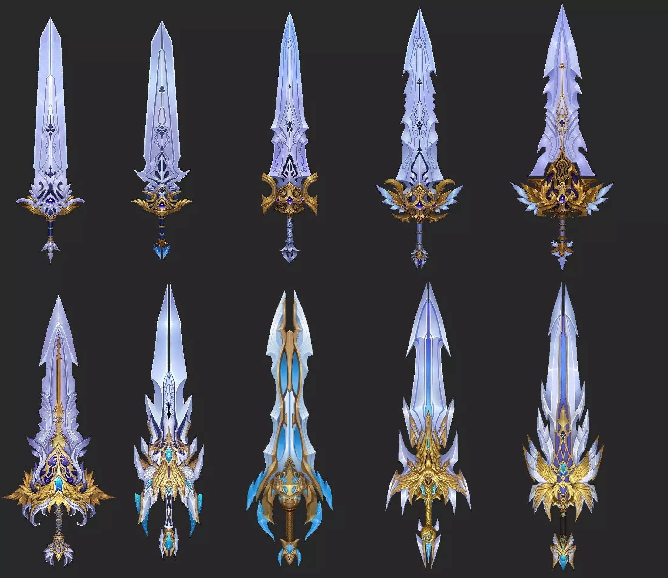 Light Divine Swords of the Archangel Low-poly 3D model_0