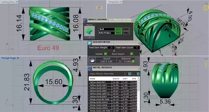 luxury Two-tone Gold stl 3dm Ring Model jr00217