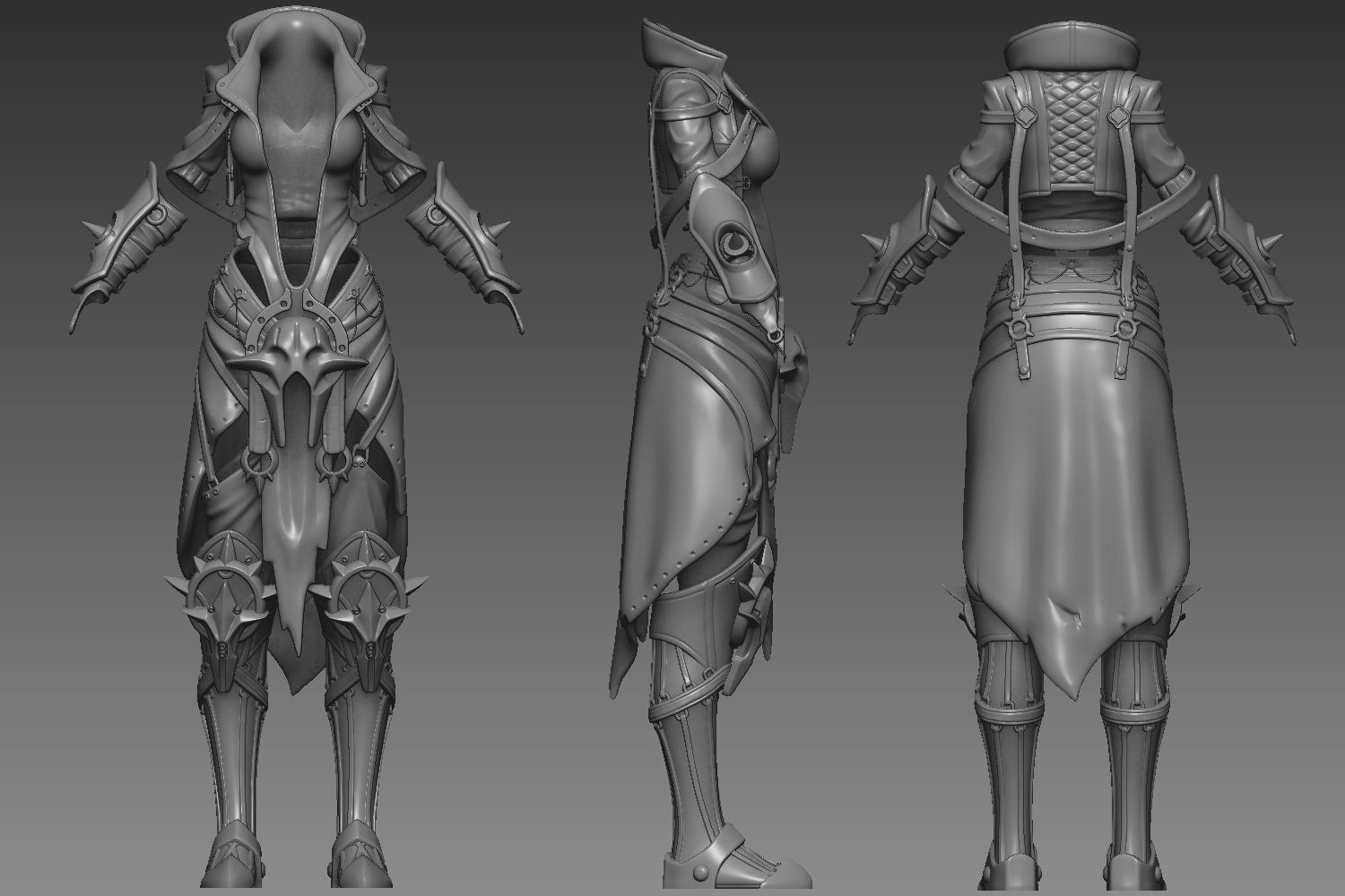 Zbrush Female Armor 3D model_6
