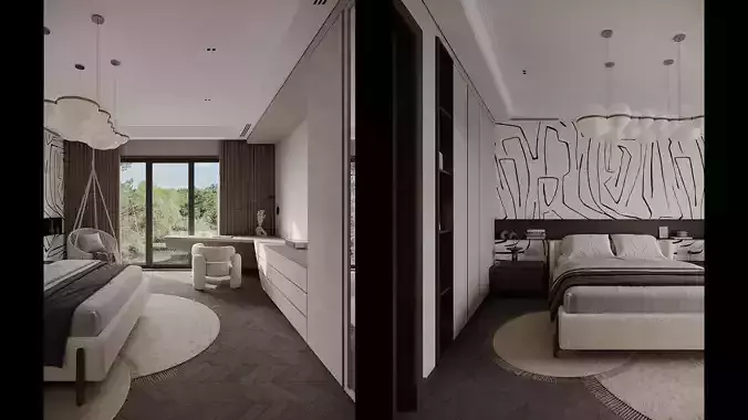 Designed Interior Scene of girls bedroom 3D model