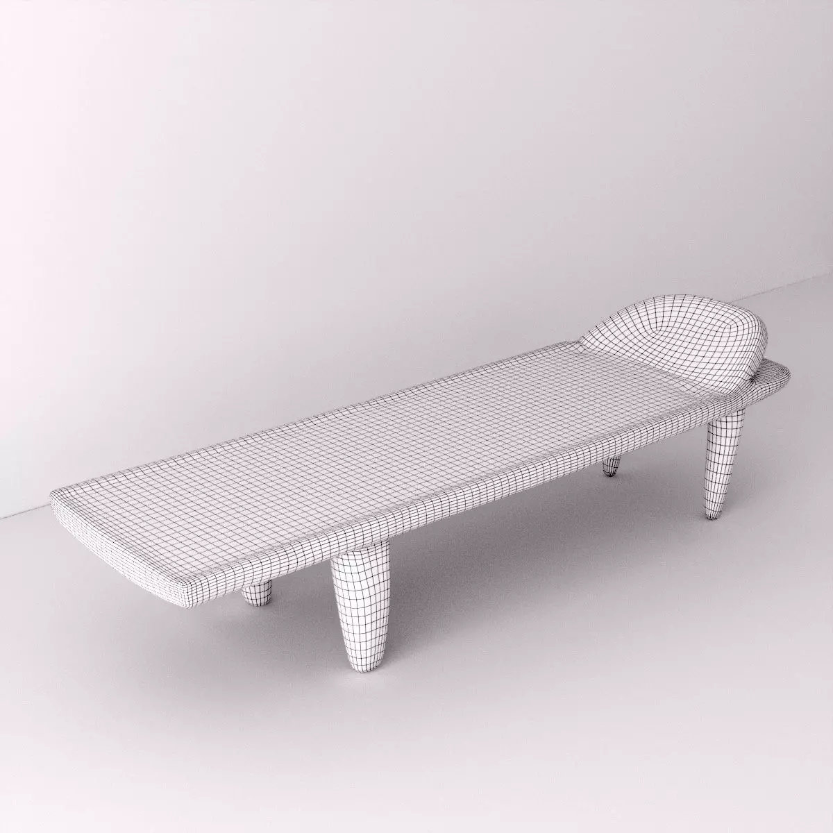 Old Senufo Bed Table 3D model_1