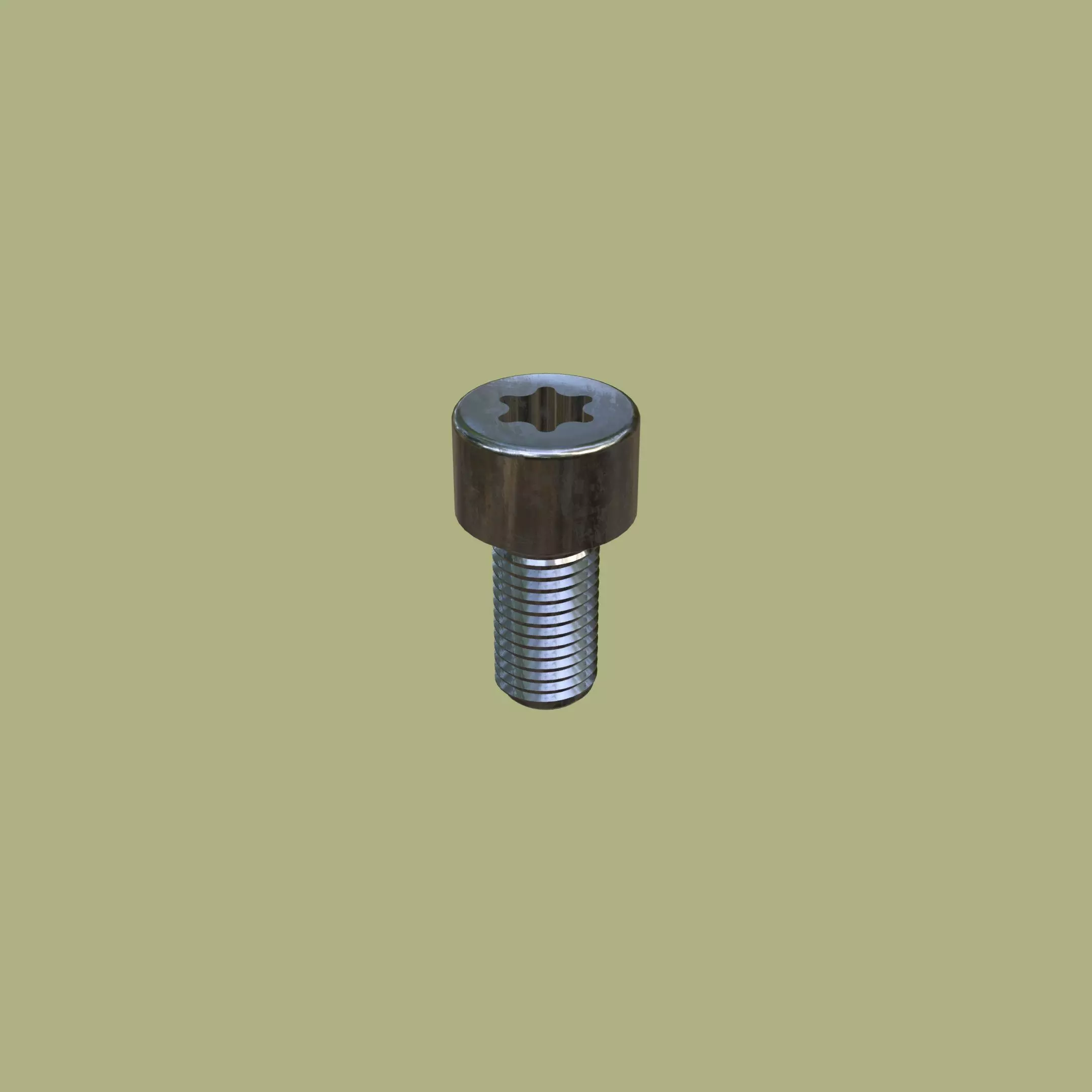 Steel Stained M6 Torx T30 Cap Bolt with PBR 4K 3D model_0