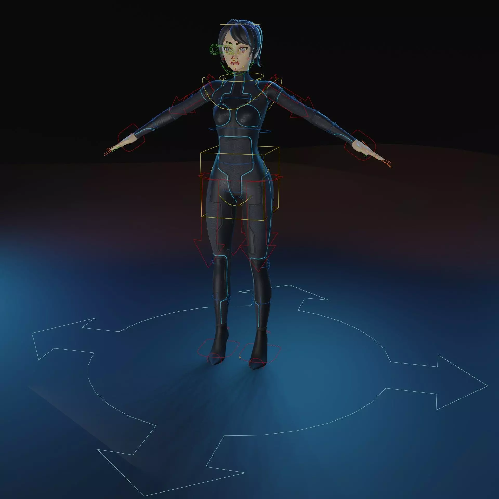 Stylized Sci-Fi Female Character Low-poly 3D model_5