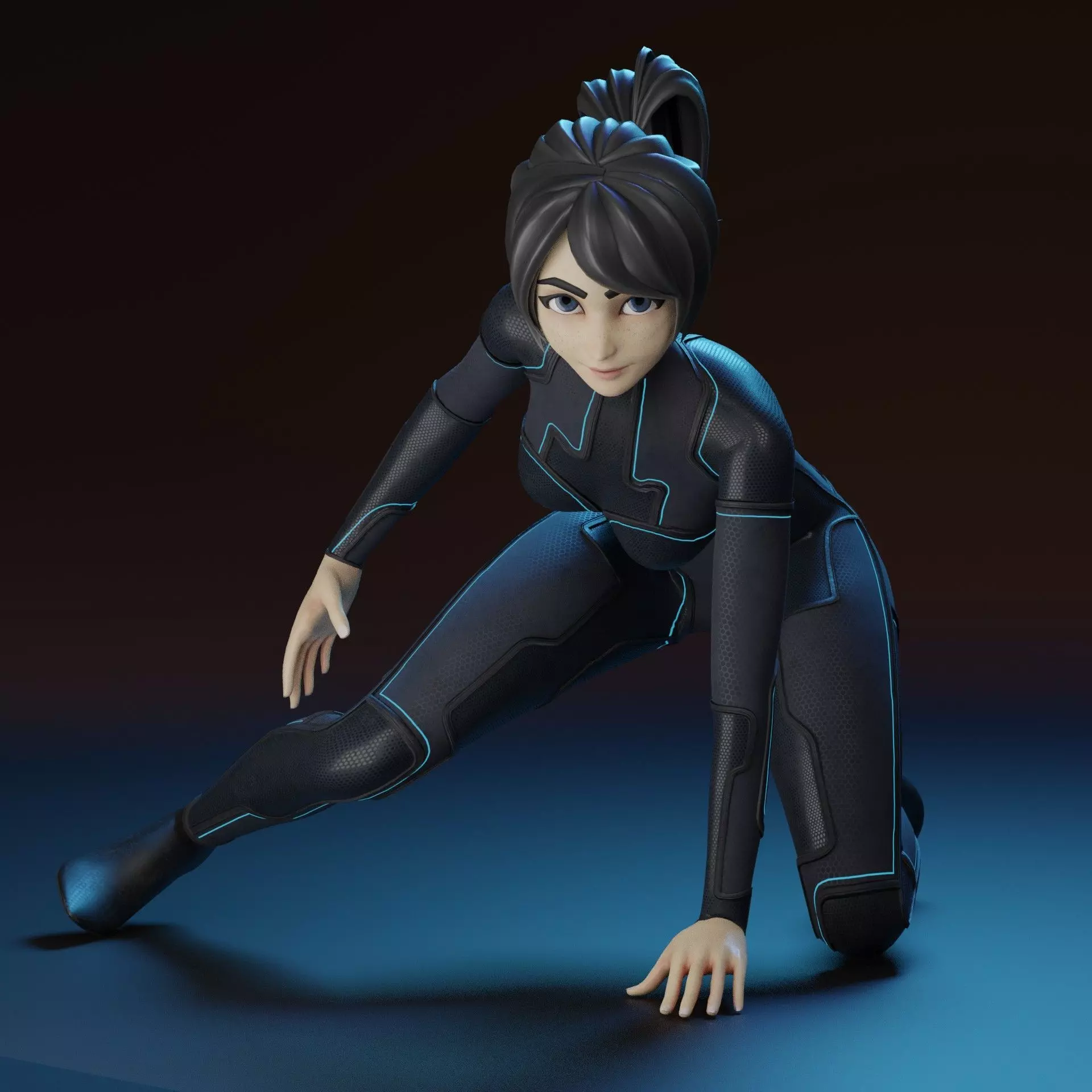 Stylized Sci-Fi Female Character Low-poly 3D model_1