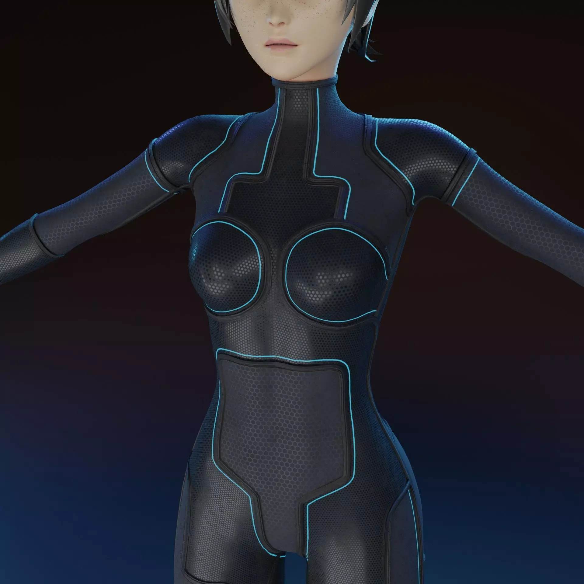 Stylized Sci-Fi Female Character Low-poly 3D model_4