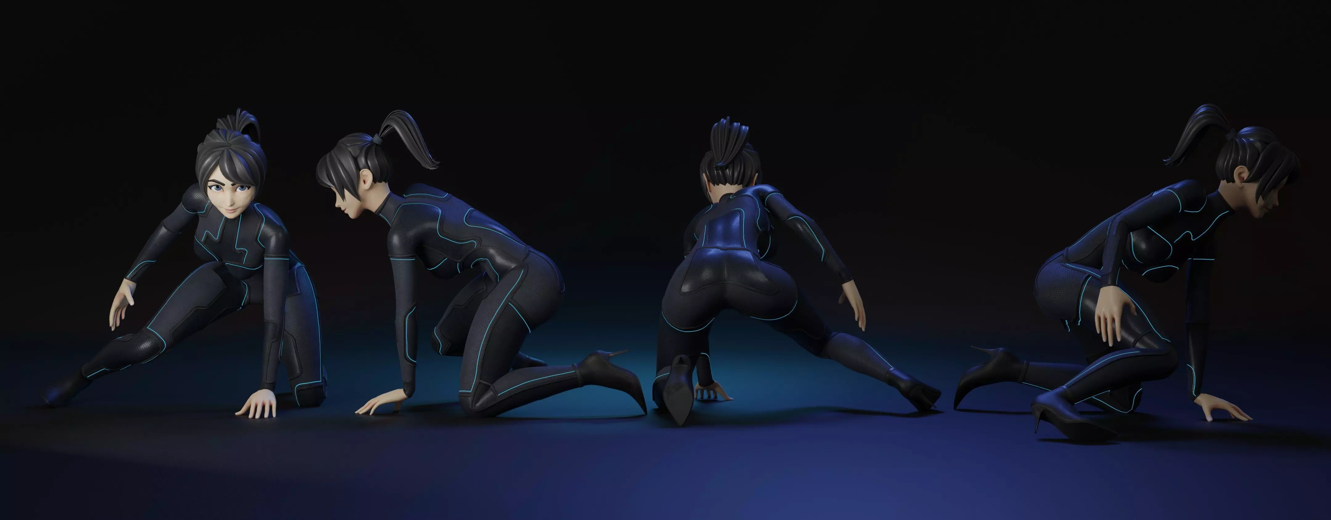 Stylized Sci-Fi Female Character Low-poly 3D model_2