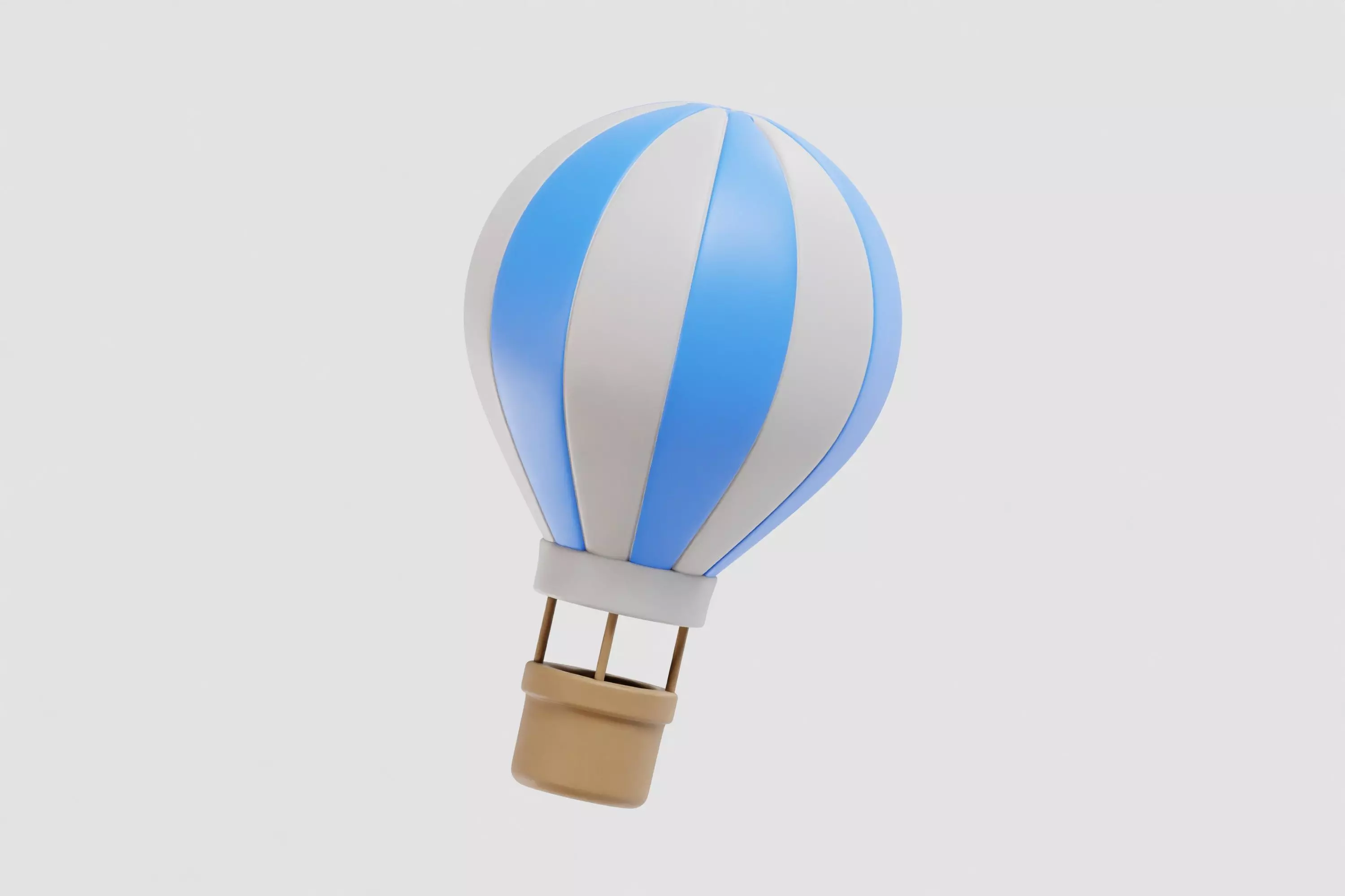 Hot Air Balloon cartoon Low-poly 3D model_1