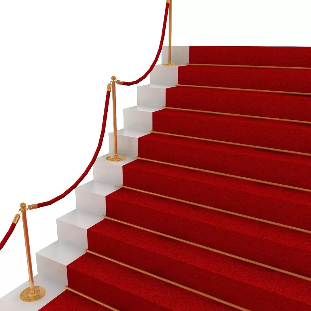 Stanchions Velvet Rope and Red Carpet Low-poly 3D model_2