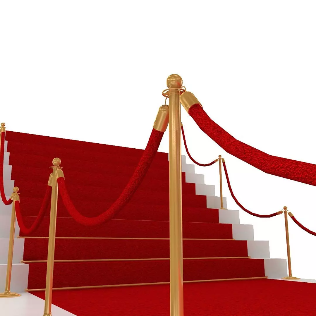 Stanchions Velvet Rope and Red Carpet Low-poly 3D model_3