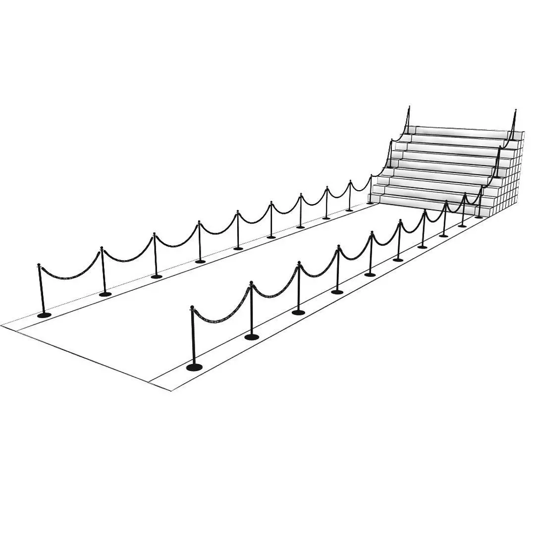 Stanchions Velvet Rope and Red Carpet Low-poly 3D model_7
