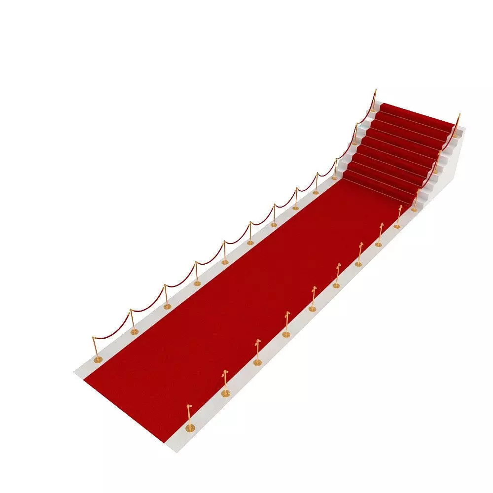 Stanchions Velvet Rope and Red Carpet Low-poly 3D model_1