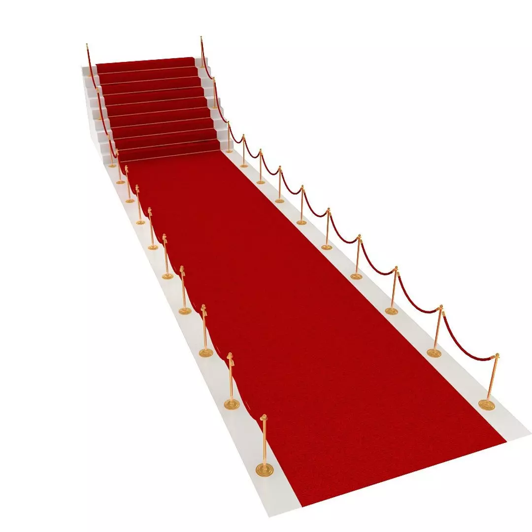 Stanchions Velvet Rope and Red Carpet Low-poly 3D model_5