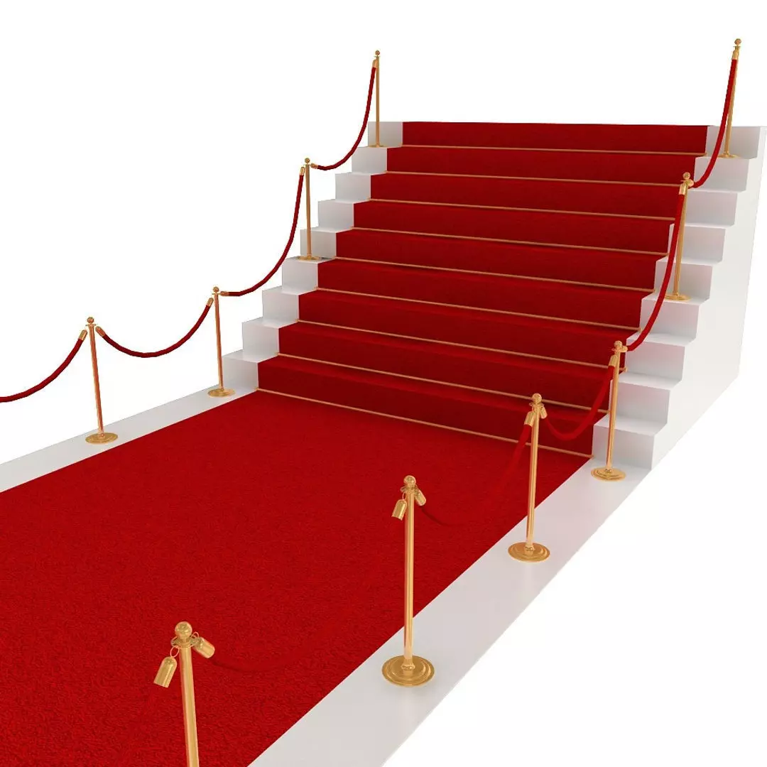 Stanchions Velvet Rope and Red Carpet Low-poly 3D model_4