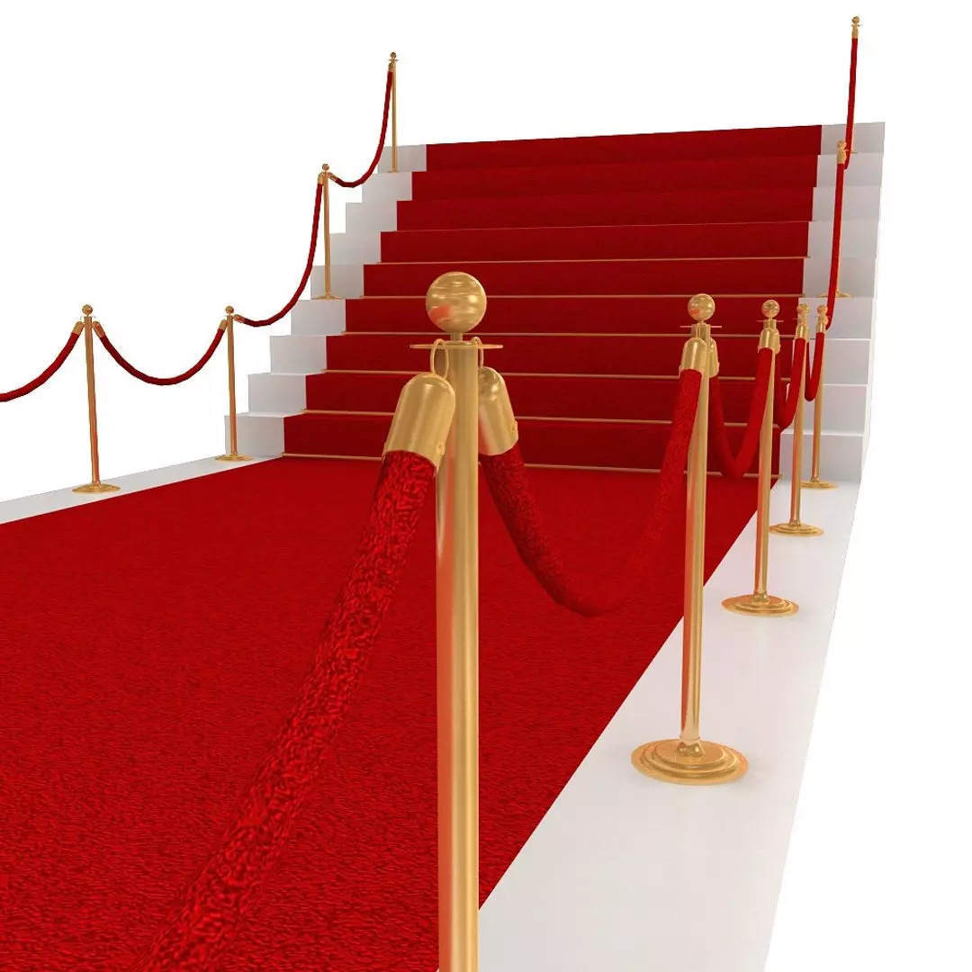 Stanchions Velvet Rope and Red Carpet Low-poly 3D model_0