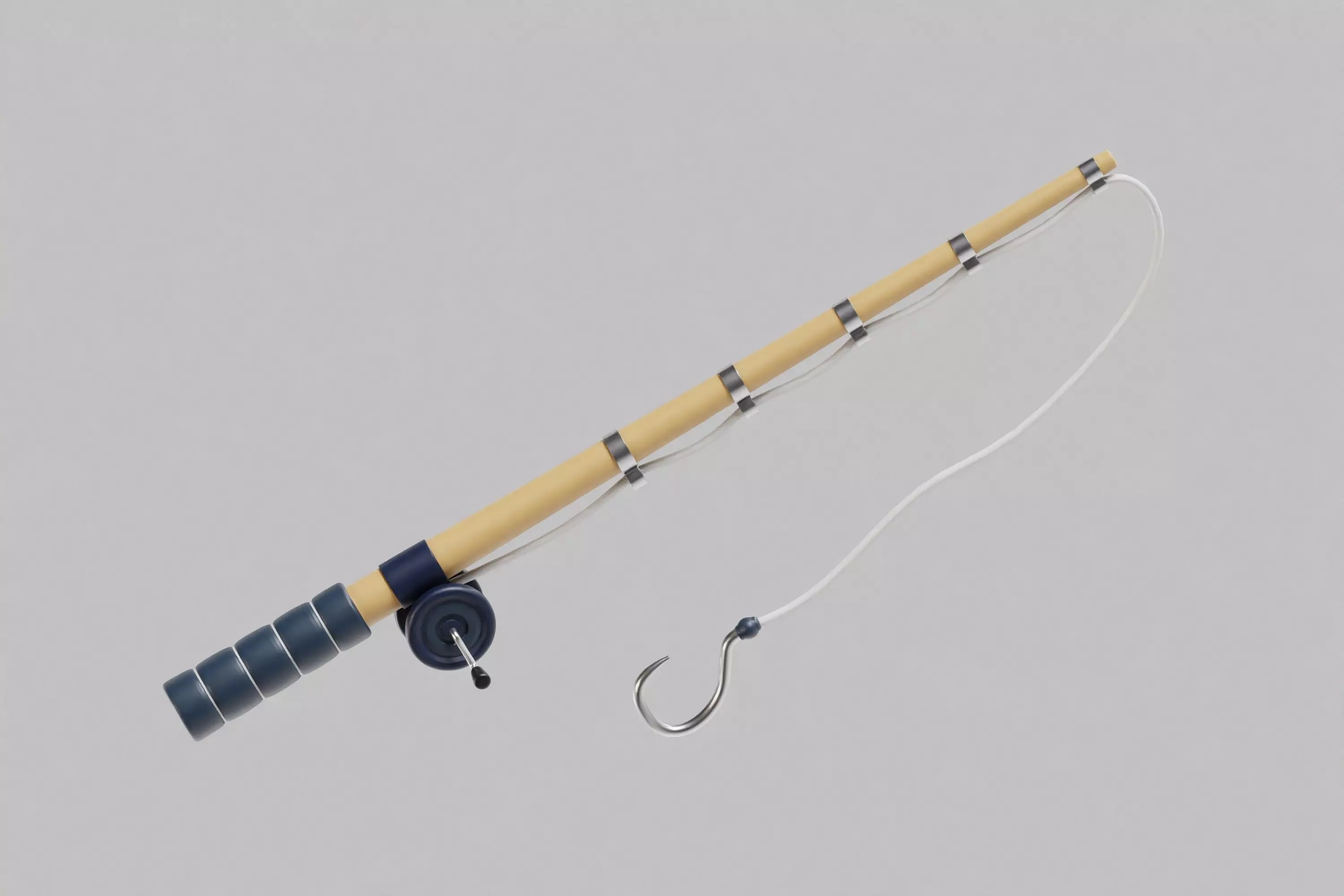 Cartoon Fishing Rod Low-poly 3D model_0