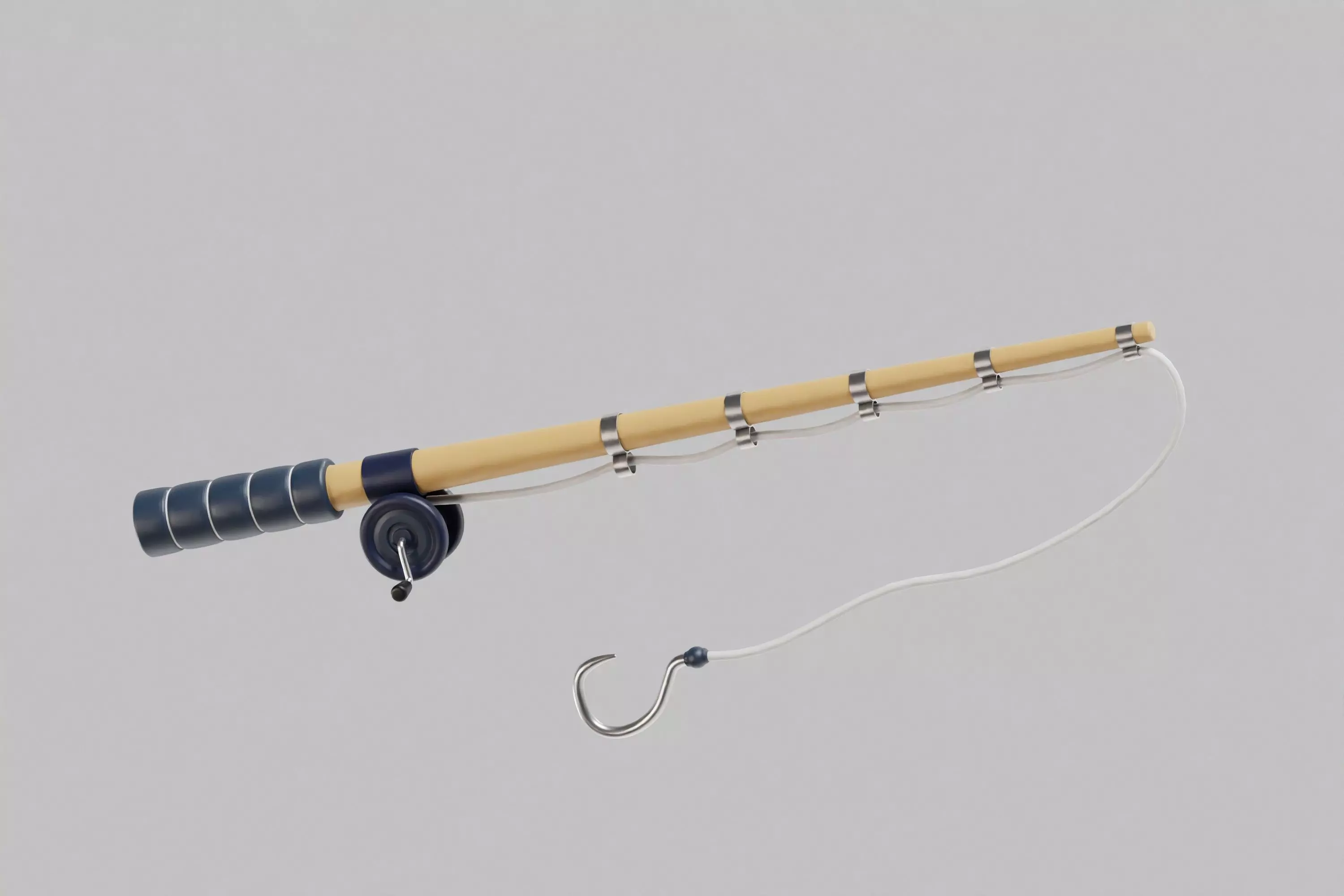 Cartoon Fishing Rod Low-poly 3D model_2