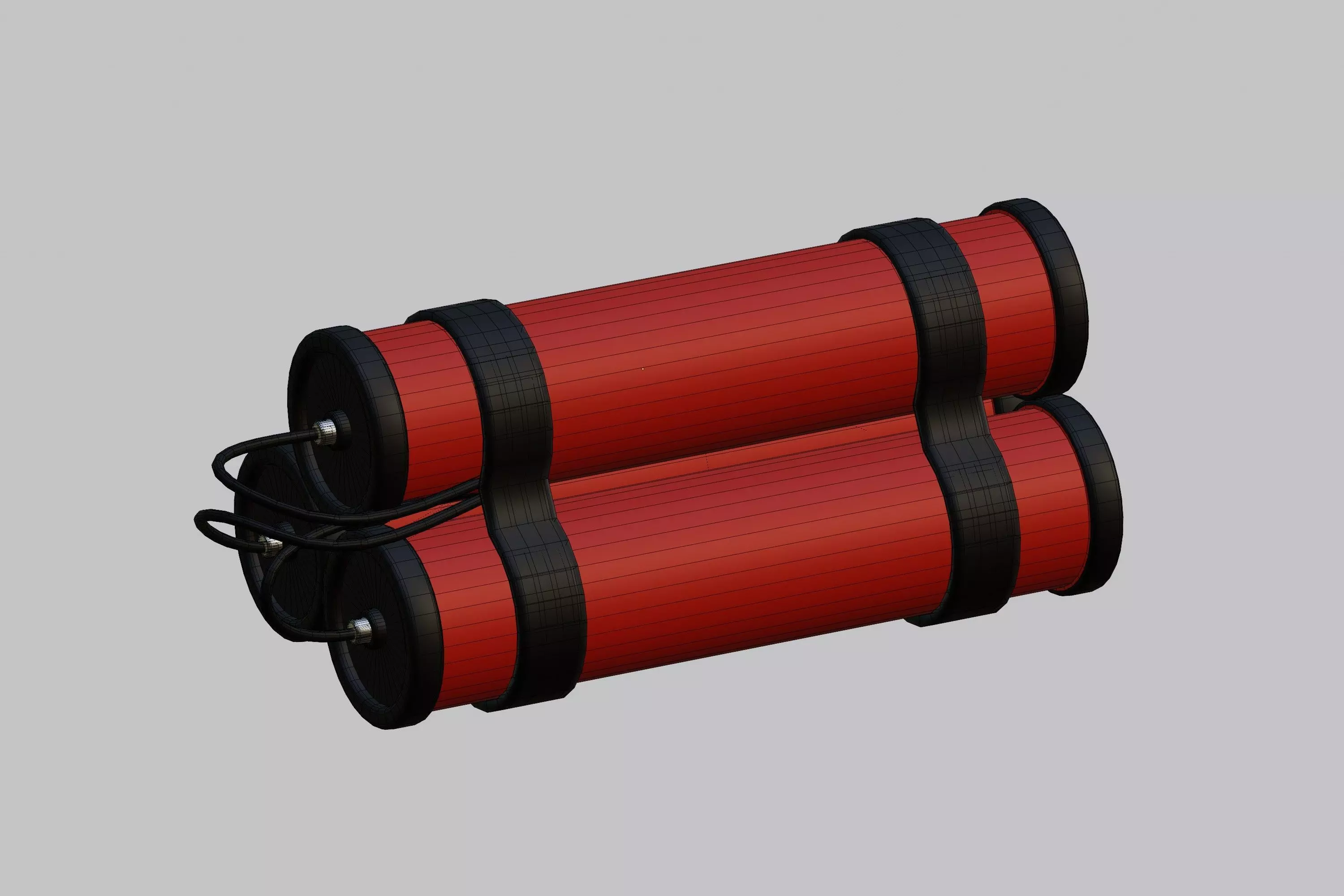 Time bomb wired with TNT cartoon Low-poly 3D model_7