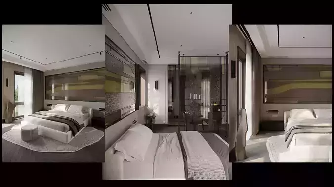 Bedroom interior designed room 3D model