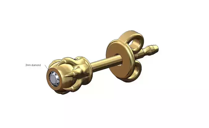 Diamond claw bead vintage stud earring