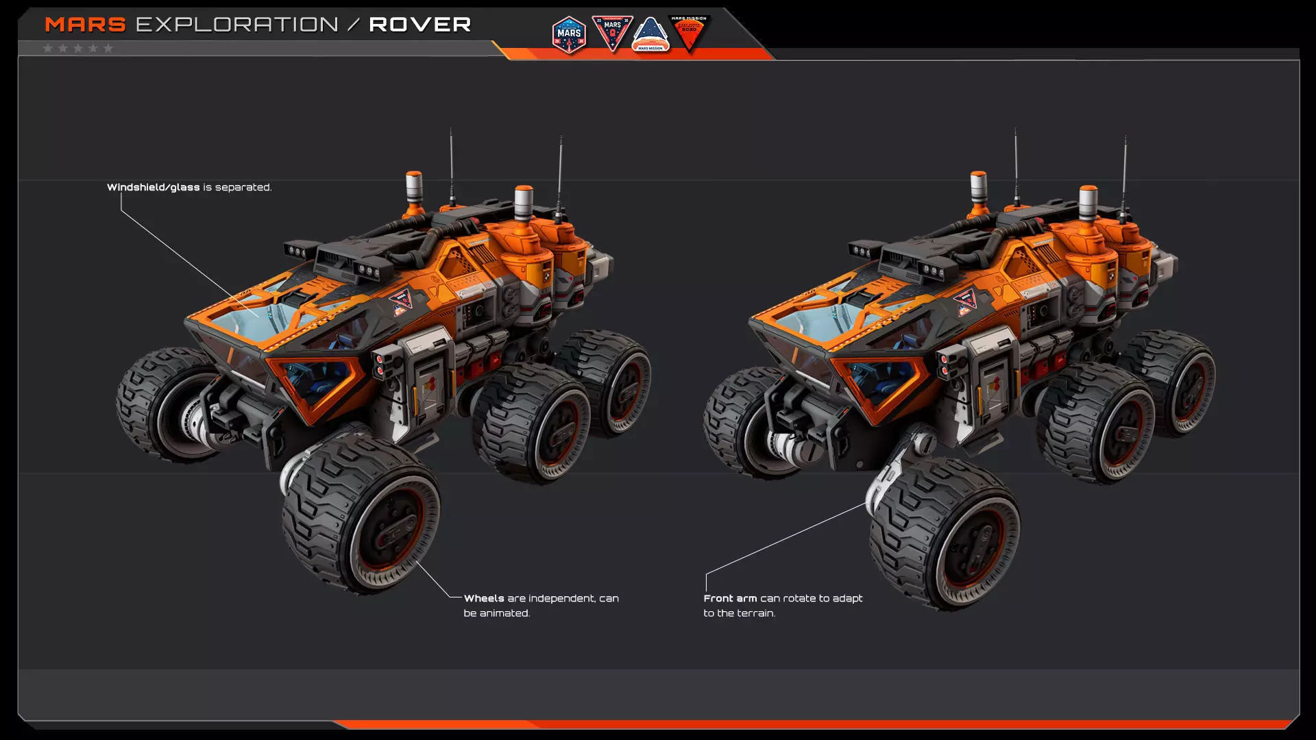 MARS Rover Low-poly 3D model_5