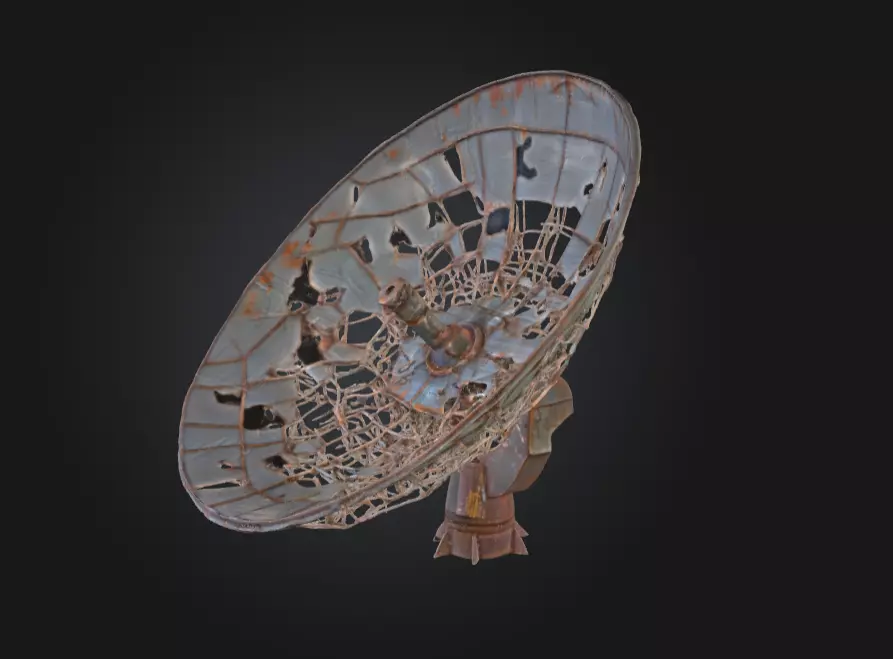 Abandoned Rusted Satellite Dish Low-poly 3D model_0