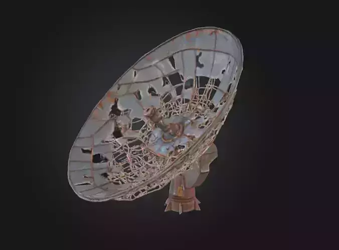Abandoned Rusted Satellite Dish Low-poly 3D model